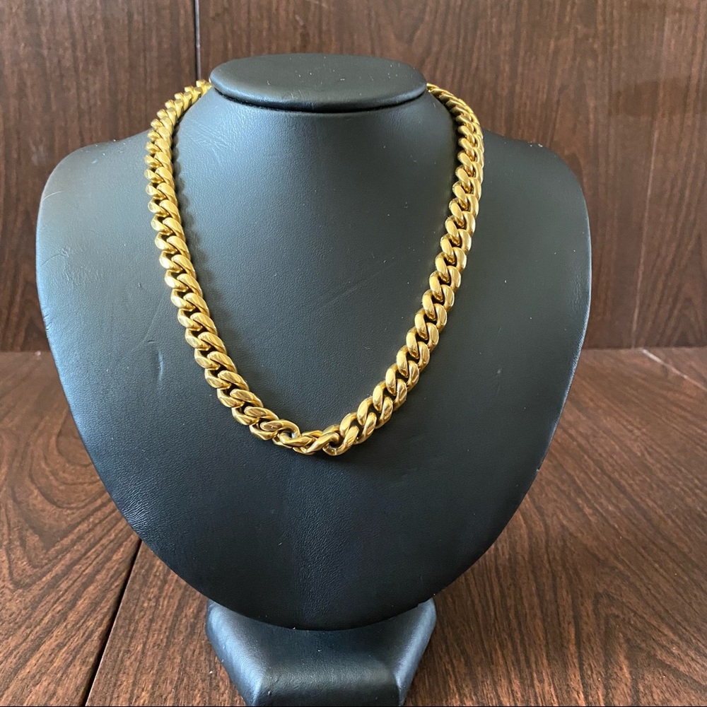 Gold Cuban Link Thick Chain Choker Necklace